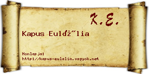 Kapus Eulália névjegykártya